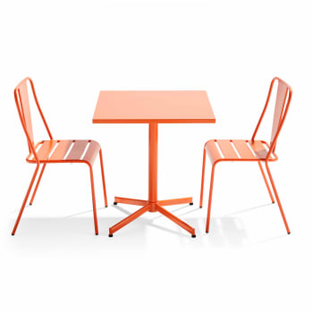 Palavas - Ensemble table inclinable de jardin et 2 chaises orange