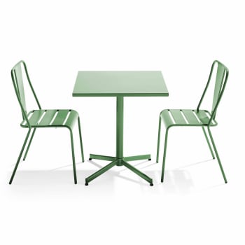 Palavas - Ensemble table inclinable de jardin et 2 chaises vert cactus