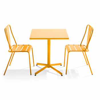 Palavas - Ensemble table inclinable de jardin et 2 chaises jaune