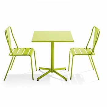 Palavas - Ensemble table inclinable de jardin et 2 chaises vert