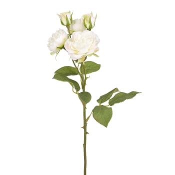 Tige de roses avec bourgeons artificielles blanches H46