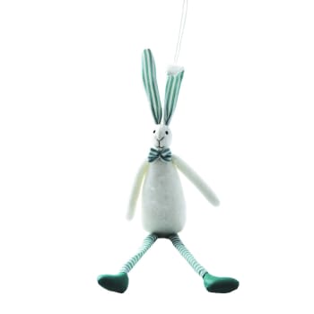 Pâques - Suspension lapin de pâques en polyester vert et blanc H36