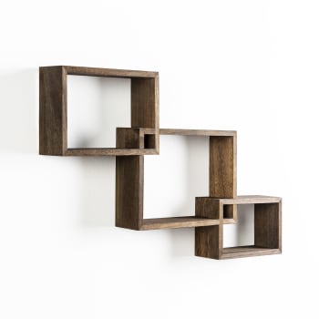 IAGO - Set de 3 estantes de pared cuadrados, madera de Paulownia