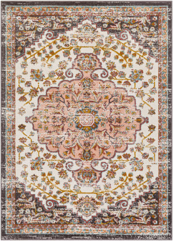 Celia - Orientalischer Vintage Teppich Rosa/Weiß 160x213