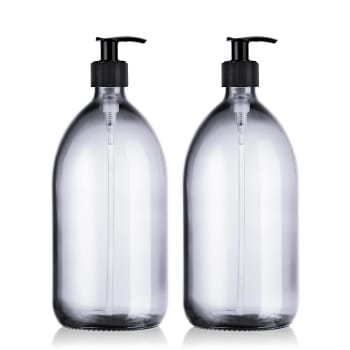 BURETTE - DUO Distributeurs de savon noirs 1L verre blanc