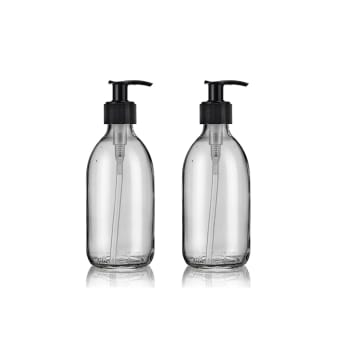 BURETTE - Duo distributeurs de savon en verre 300 mL rechargeables