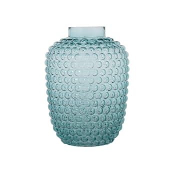 Vase en verre bleu H25