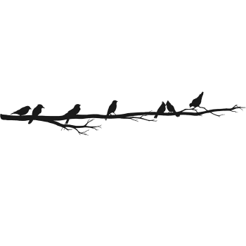 Wanddekoration Vögel auf Ast aus Metall, 90x16 cm, schwarz