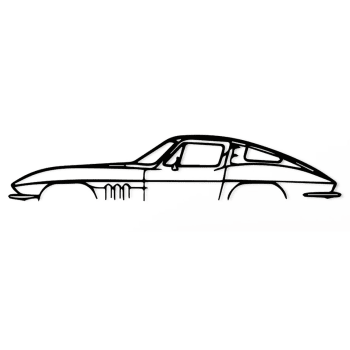 VOITURE - Décoration murale voiture corvette classic en métal noir 60x11 cm