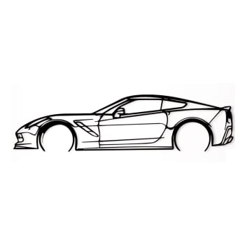VOITURE - Wanddekoration Corvette Auto aus Metall, 60x15 cm, schwarz