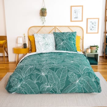 Selvia - Parure de lit réversible imprimé floral en coton adouci,  240x220cm  |