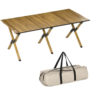 Mesa de camping 116 x 60 x 45 cm color madera