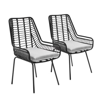 Kenton - 2 sillas de jardín de ratán sintético y acero