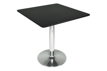 Tavolo Alto Quadrato 70x70 Cm - Piano Bianco Melaminico, Base Cromata, Altezza 105 Cm