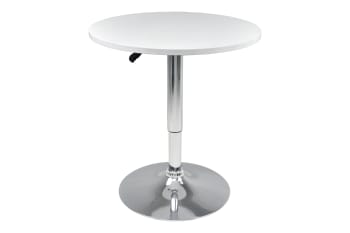 ROMEO - Tavolo da bar regolabile in altezza rotondo 60 cm in mdf bianco