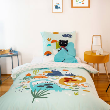 Parure de lit avec poche à doudou coton multicolore 140 x 200 cm