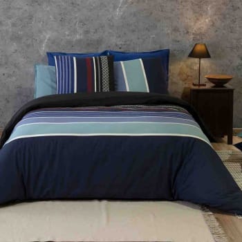 Parure de lit réversible 2 places percale à motifs 240x260 cm