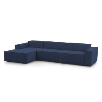 Dgarzy - Canapé d'angle 4 places en tissu bleu