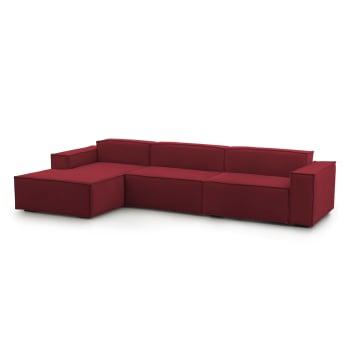 Dgarzy - Canapé d'angle 4 places en tissu rouge