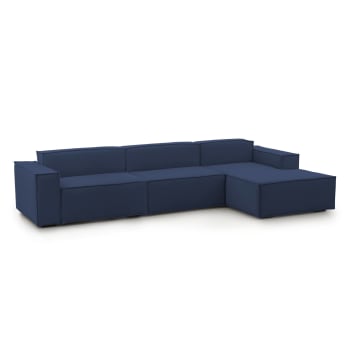 Dmaiol - Canapé d'angle 4 places en tissu bleu