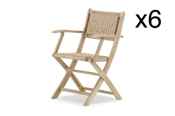 Serena - Pack de 6 chaises en bois avec accoudoirs enea pliants