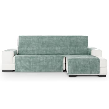 TURIN - Cubre sofá chaise longue derecho aterciopelado verde 250-300 cm