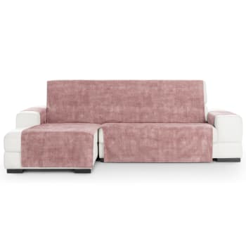 TURIN - Cubre sofá chaise longue izquierdo aterciopelado rosa 250-300 cm