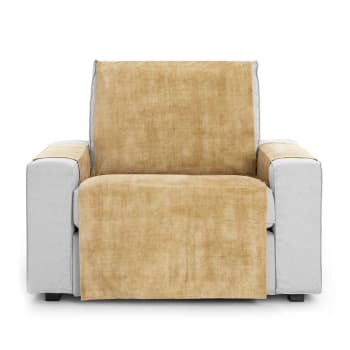 TURIN - Funda cubre sillón aterciopelado antimanchas ocre 60-110 cm