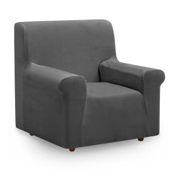 VELVET - Funda de sillón bielástica terciopelo suave marfil 75-115 cm