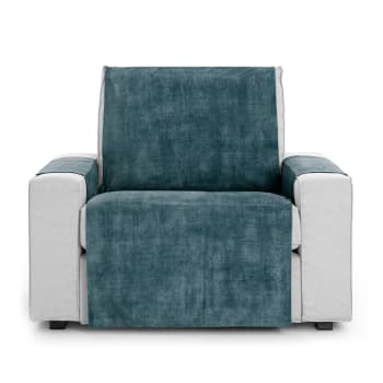 TURIN - Funda cubre sillón aterciopelado antimanchas azul 60-110 cm