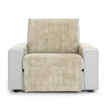 TURIN - Funda cubre sillón aterciopelado antimanchas marfil 60-110 cm