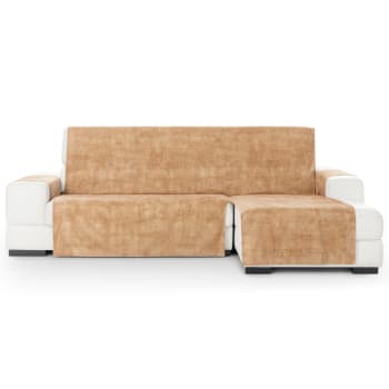 TURIN - Cubre sofá chaise longue derecho aterciopelado ocre 250-300 cm