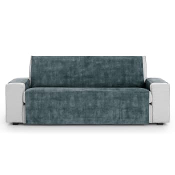 TURIN - Funda cubre sofá aterciopelado antimanchas azul 170-210 cm