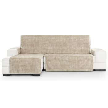TURIN - Cubre sofá chaise longue izquierdo aterciopelado marfil 300-350 cm