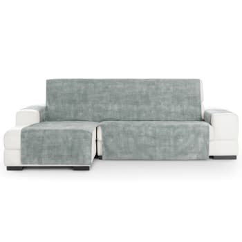 TURIN - Cubre sofá chaise longue izquierdo aterciopelado gris 250-300 cm