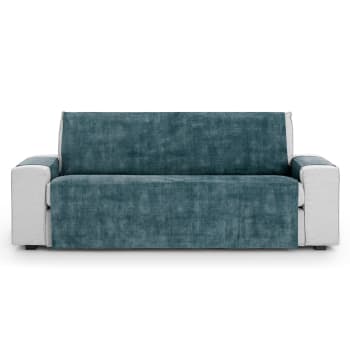 TURIN - Funda cubre sofá aterciopelado antimanchas azul 120-170 cm