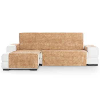 TURIN - Cubre sofá chaise longue izquierdo aterciopelado ocre 300-350 cm