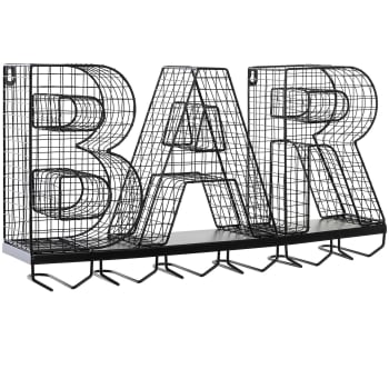 Support verres à pieds suspendu en métal noir bar