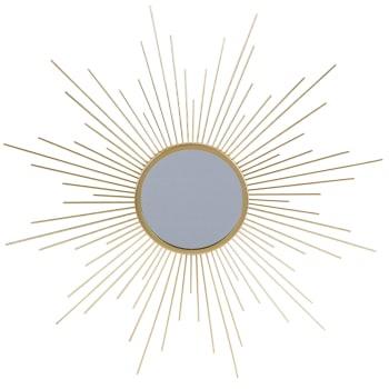 Miroir rond soleil métal doré 60cm
