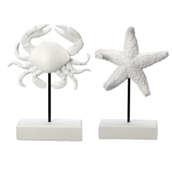 Set de 2 statuettes décoratives crabe et étoile de mer