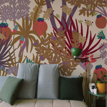 Papier peint panoramique jungle cactus 525 x 250 cm beige