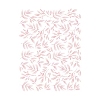 Adesivo murale con piante effetto acquarello rosa