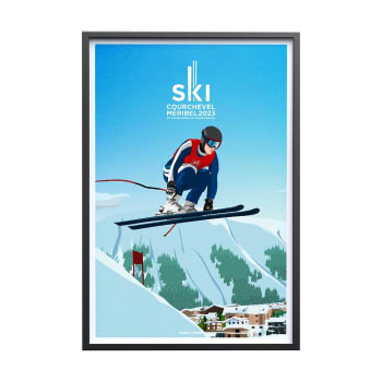 SKI - Affiche Ski - Courchevel Méribel 2023 Skieur Saut 40x60cm