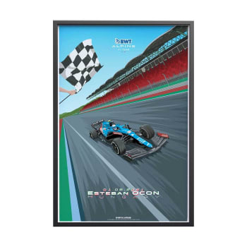 F1 - Affiche BWT Alpine F1 Team - Victoire Ocon Budapest 2021 30x40 cm