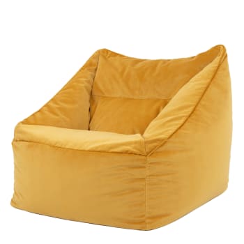 Natalia - Pouf fauteuil velours jaune ocre
