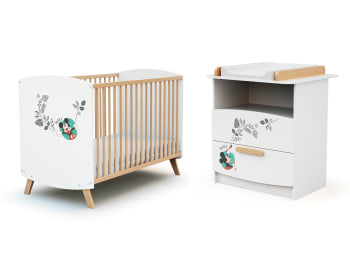 DISNEY - Babyzimmer Bett und Wickelkommode DISNEY Doodle Zoo Mickey holz