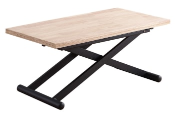 Pratik - Table basse convertible bois et acier noir