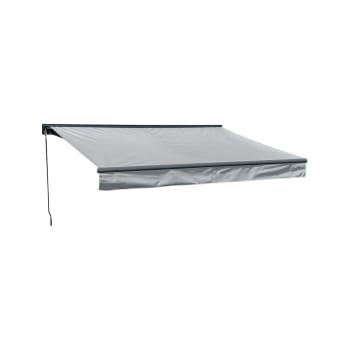 Saule - Store banne 2,95 × 2,5m avec semi-coffre toile grise