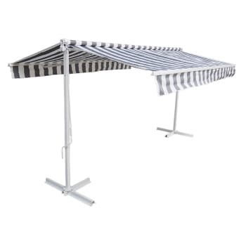 Tenda Da Sole Estensibile In Alluminio E Tessuto Antracite E Bianco 3 5x2 5 M 94694797