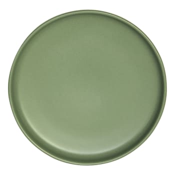 Uno - Lot de 6 assiettes plate   amande 28 cm  vert en grès H3